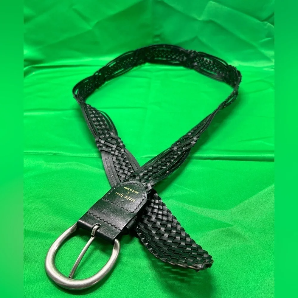 Chic Black Braided Belt with Silver Buckle by Aimee Lynn